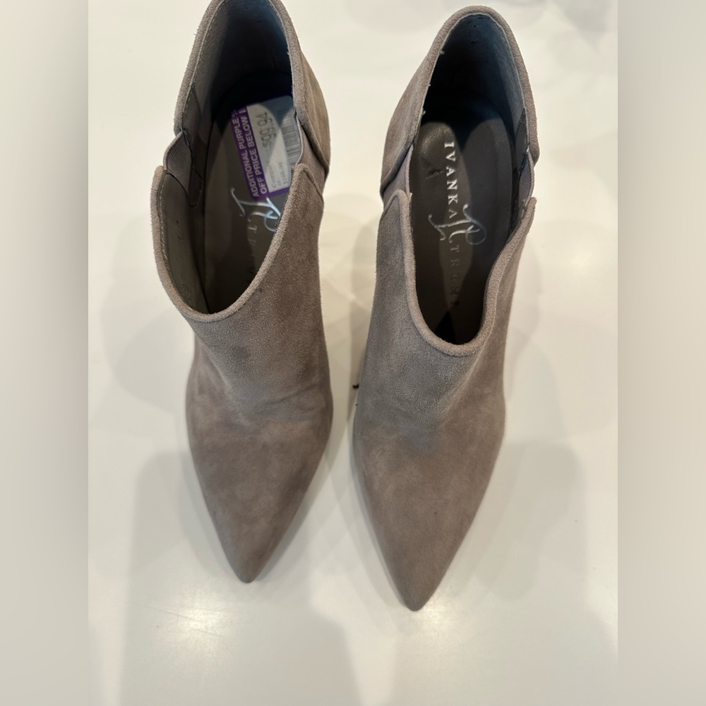 Gray suede booties